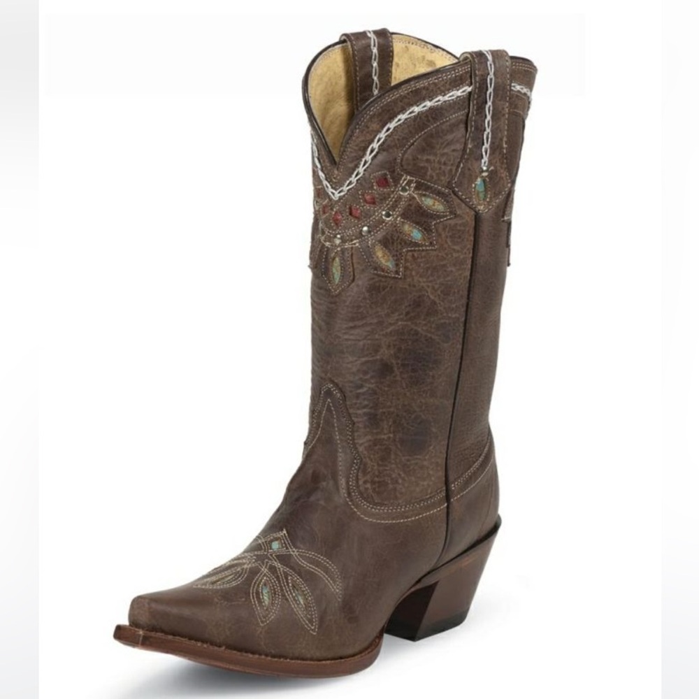 TONY LAMA CHOCOLATE RANCHO SNIP TOE WESTERN BOOTS